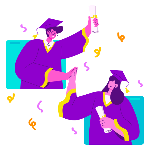 Ilustração de formandos comemorando